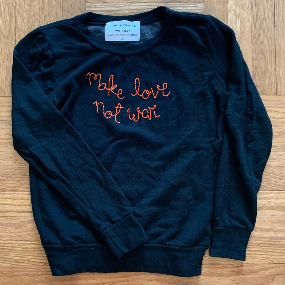 Lingua Franca x the Whitney museum “make love not war” sweatshirt size xs